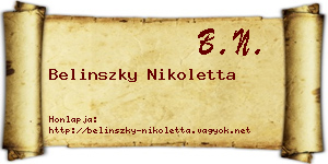 Belinszky Nikoletta névjegykártya
